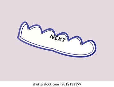 A clean and stylish vector illustration of a blue roller coaster track with the word NEXT prominently displayed.