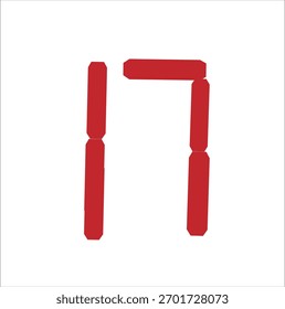 A clean and stylish vector illustration of the number 17, designed with modern typography and smooth lines. This vector is perfect for use in educational materials, infographics, sports graphics