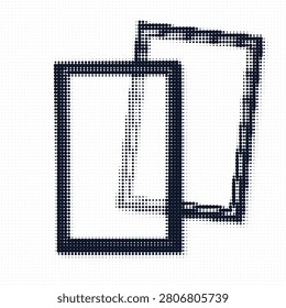 A clean and stylized abstract design featuring bold black lines forming geometric shapes with a pixelated texture.