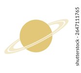 A clean and stylized flat design vector illustration of Saturn, featuring its prominent rings. Perfect for representing planets, space exploration, astronomy, and scientific themes in a modern style.