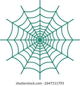 Uma ilustração vetorial de design plano limpo e estilizado de uma teia de aranha, perfeito para transmitir temas de Halloween, natureza, complexidade, conexão ou um senso de mistério. Ideal para projetos sazonais.