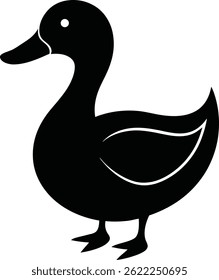 A clean, stylized silhouette of a duck, perfect for children's books, educational materials, or general use.