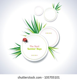 Clean summer stickers with grass
