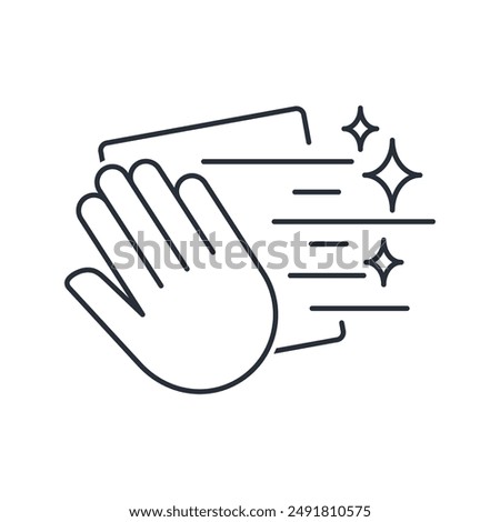 Clean the surface. Cleanliness and tidiness. Remove the excess. Vector linear icon isolated on white background.