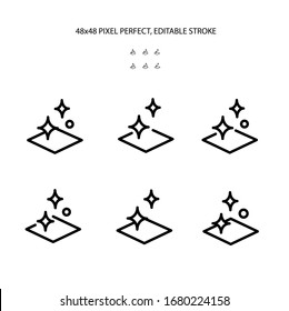 Clean surface, easy cleaning simple line icon set vector illustration.Editable stroke. 48x48 Pixel Perfect.