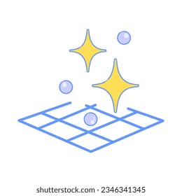 sauberes Oberflächensymbol, einfache Reinigung von Keramikfliesen, dünnes Liniensymbol auf weißem Hintergrund
