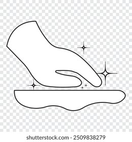 Icono de superficie limpia, fácil limpieza, símbolo de línea delgada sobre fondo blanco - Ilustración vectorial editable de trazo EPS 10