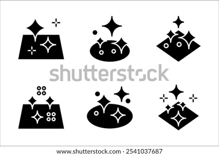 clean surface icon set, easy cleaning, sparkle and shiny surface, for mobile concept and web design, vector illustration on white background.