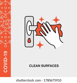 Clean Surfaces Colored Linear Icon on Isolated Background. COVID-19, Corona Virus, Infection Concept Icon.