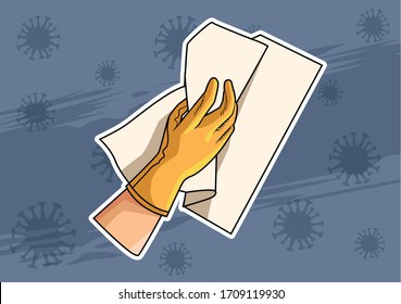clean surfaces prevention method covid19 pandemic vector illustration design