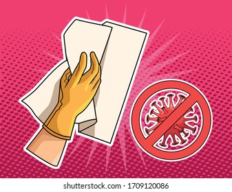 clean surfaces prevention method covid19 pandemic vector illustration design