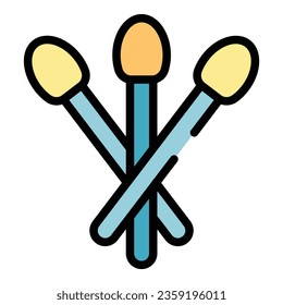 Clean swab icon outline vector. Ear cotton. Makeup earwax color flat