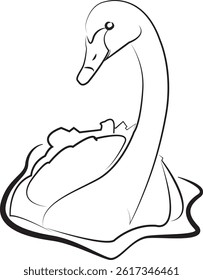 Clean Swan Outline Illustration Vector