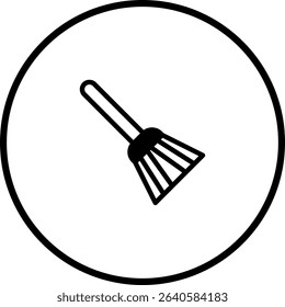 A Clean Sweep: Simple Broom Icon in Circular Frame, Symbolizing Hygiene and Order