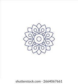 A clean, symmetrical mandala design featuring a prominent central circle and repeating geometric elements. Suitable for various creative projects.