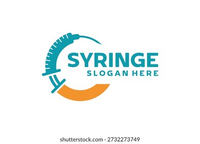 Clean syringe logo enclosed in a circular shape symbolizing medical injection and healthcare treatment. Ideal for clinics, vaccination services, hospitals, pharmaceutical brands, and medical technology platforms.