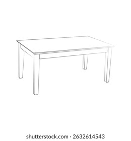 Clean table outline drawing, minimalist design concept