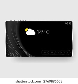 Clean tablet home screen interface featuring weather widget and minimal navigation icons designed for modern digital experience and intuitive usability