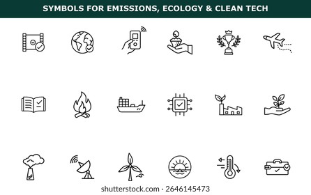 Clean Tech Emissions Ecology Symbols Green Technology Icons