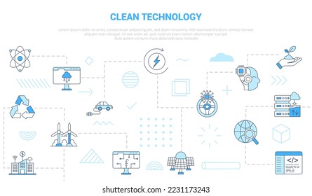 clean technology concept with icon set template banner with modern blue color style