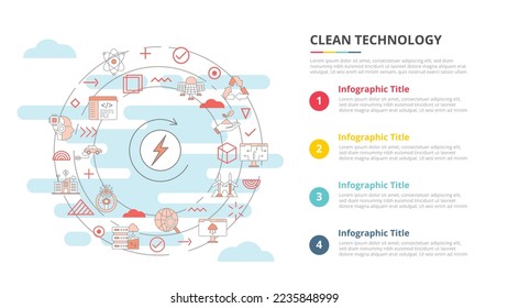clean technology concept for infographic template banner with four point list information