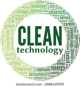 Clean Technology word cloud conceptual design isolated on white background.