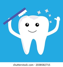 clean teeth always brushing teeth. vector illustration.