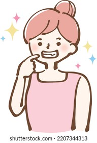 Clean teeth, bad breath, female, illustration