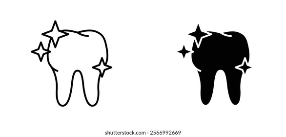 Clean teeth icons in outline and fill. vector illustration for ui.