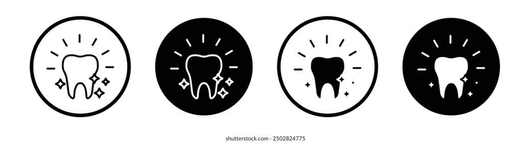 Clean teeth vector icon set black filled and outlined style.