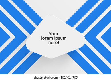 Clean template for advertising with blue arrows, vector illustration