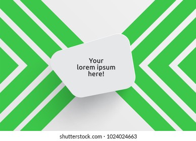 Clean template for advertising with green arrows, vector illustration