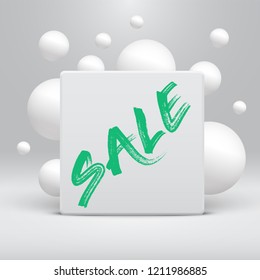 Clean template with 'Sale' title and bubbles, vector illustration