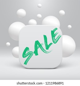 Clean template with 'Sale' title and bubbles, vector illustration