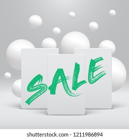 Clean template with 'Sale' title and bubbles, vector illustration