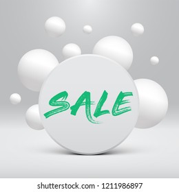 Clean template with 'Sale' title and bubbles, vector illustration