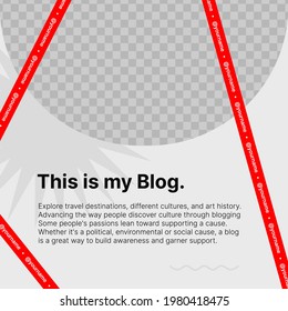 Clean Template for your Blog with red tapes. Put Your Content for Social Media Under Background. Vector illustration