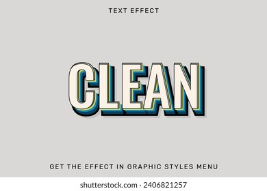 Clean text style effect, 3d editable vector design, Clean text, style text, text effect typography,