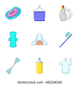 Clean up things icons set. Cartoon set of 9 clean up things vector icons for web isolated on white background