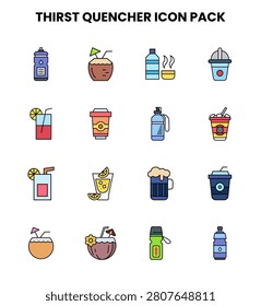 Clean Thirst Quencher icon set with  Lineal Color icons for UI projects.