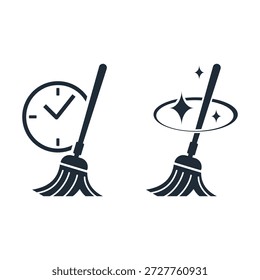 Limpia y ordena. Tiempo para limpiar y ordenar. Renovación, limpieza, frescura. Conjunto de iconos lineales de Vector ilustración aislada sobre fondo blanco.