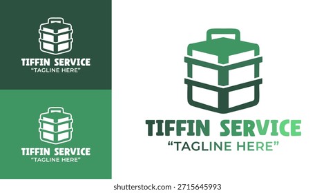 Un logotipo de servicio de tiffin limpio adecuado para la entrega diaria de comidas y empresas de alimentos de estilo casero.
