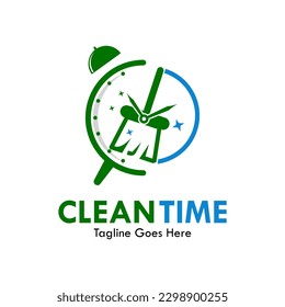 Clean time design logo template illustration