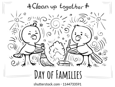 Clean up together - greeting card family day