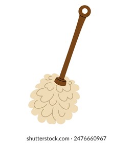 Clean toilet brush. WC cleaner tool. Lavatory accessory, washing appliance with stick handle and scrub bristle for closet hygiene. Flat graphic vector illustration isolated on white background
