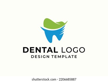 Clean tooth, dentist dental clinic logo design template