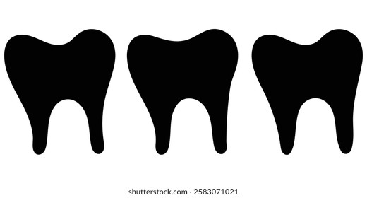 clean tooth icon collection in black and white filled and solid vector style. Tooth or teeth icons for dentistry clinic, toothpaste and dental mouthwash. Vector outline healthy tooth or teeth icons. 