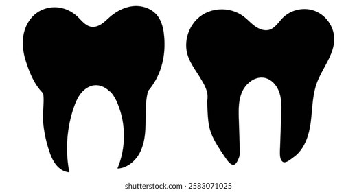 clean tooth icon collection in black and white filled and solid vector style. Tooth or teeth icons for dentistry clinic, toothpaste and dental mouthwash. Vector outline healthy tooth or teeth icons. 