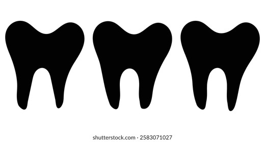 clean tooth icon collection in black and white filled and solid vector style. Tooth or teeth icons for dentistry clinic, toothpaste and dental mouthwash. Vector outline healthy tooth or teeth icons. 