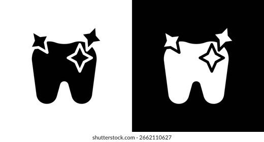 ícone de dente limpo em conjunto de vetor sólido preto plano